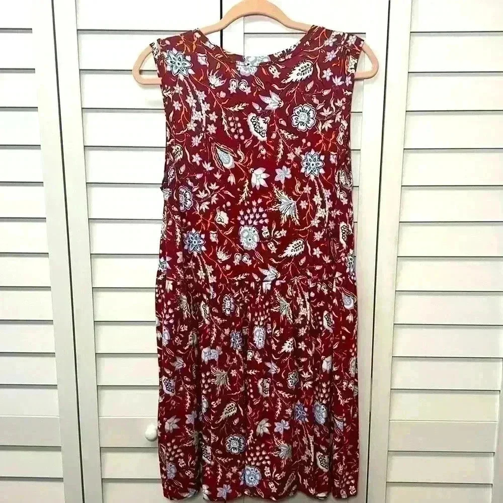 LOFT V-Neck Sleeveless Knit Floral Dress Size MP (Medium Petite) - Picture 6 of 7